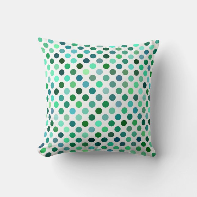 Green and Blue Polka Dot Throw Pillow (Front)