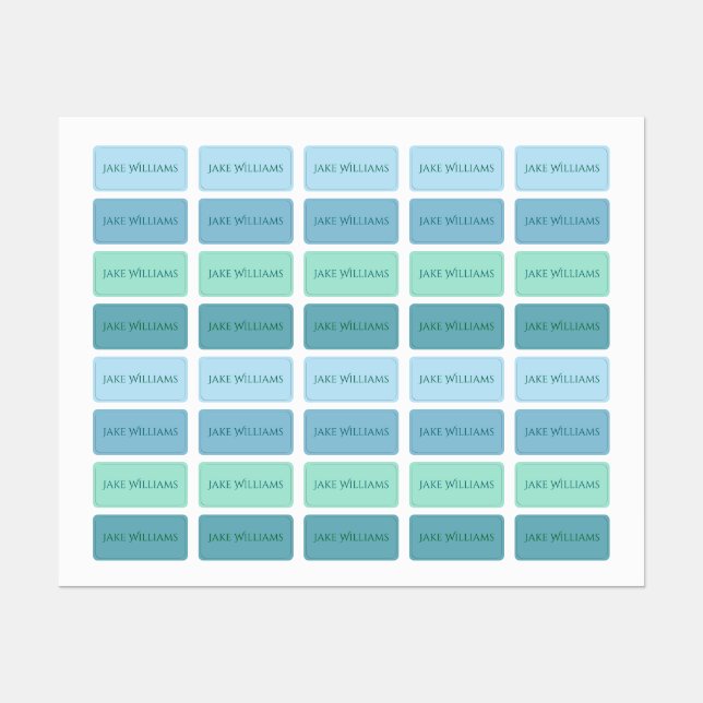 Green and Blue School Clothing Kids' Labels (Sheet)