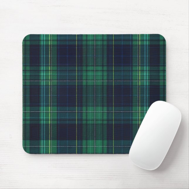 Green and Blue Scottish Tartan Plaid Mouse Pad (With Mouse)
