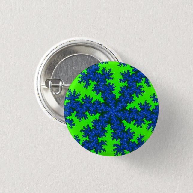 Green and Blue Snowflake 1 Inch Round Button (Front & Back)