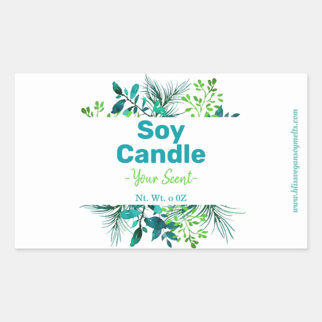 Green And Blue Soy Candle Labels (Front)