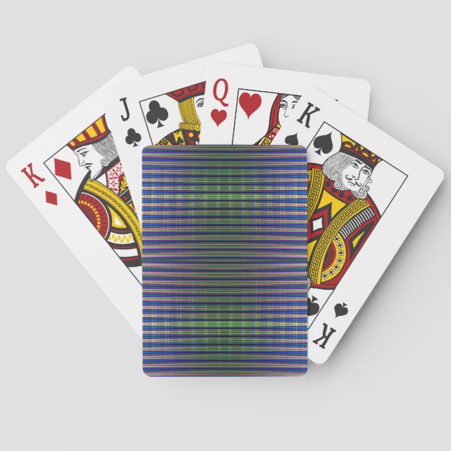 Green and blue striped pattern playing cards (Back)