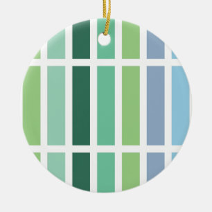 Green and Blue Stripes Ceramic Ornament