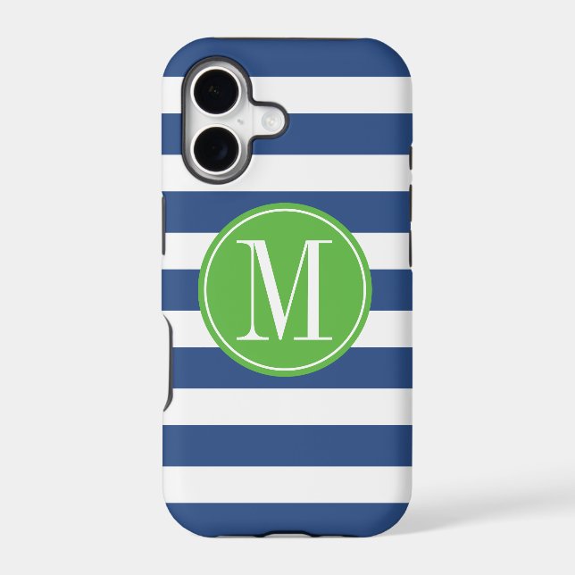 Green and Blue Stripes Custom Monogram (Back)