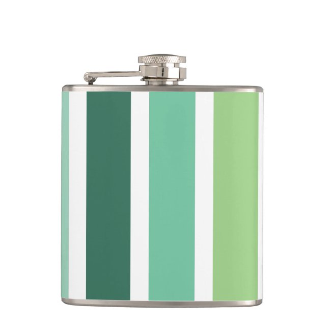 Green and Blue Stripes Hip Flask (Front)