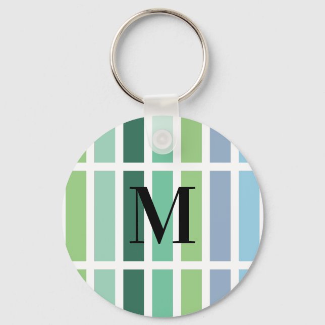 Green and Blue Stripes Keychain (Front)