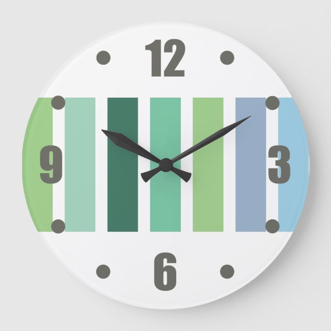 Green and Blue Stripes Large Clock (Front)