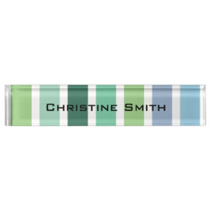 Green and Blue Stripes Nameplate