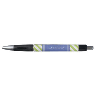 Green and Blue Stripes Pattern Pen