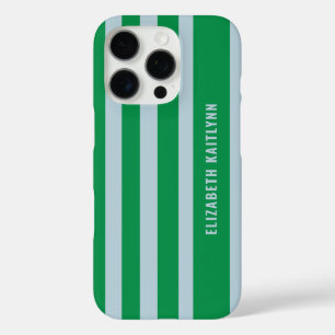 Green and Blue Stripes Pattern Personalized  iPhone 16 Pro Case