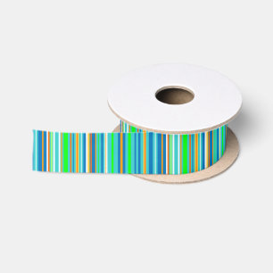 Green and Blue Stripes Ribbon Satin Ribbon