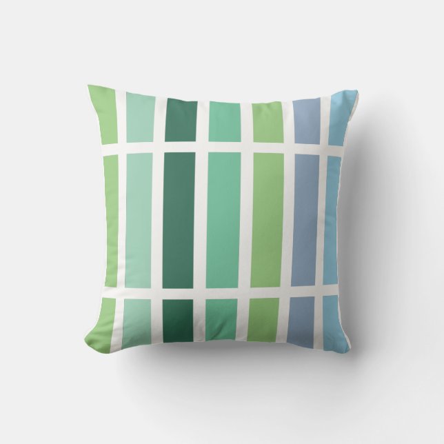 Green and Blue Stripes Throw Pillow (Front)