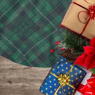 Green and Blue Tartan Brushed Polyester Tree Skirt