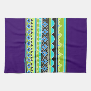 Green and blue tribal pattern kitchen towel