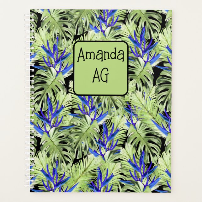 Green and blue tropical plants planner (Front)