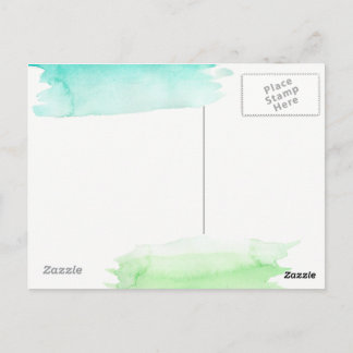 Green and Blue Watercolor Hello Postcard