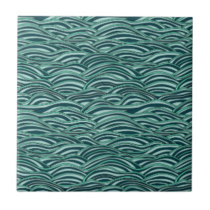 Green and blue waves pattern. Sea texture. Tile