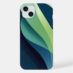 Green and blue wavy forms iPhone 15 plus case