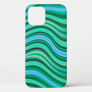 Green and blue wavy stripes pattern Case-Mate iPho iPhone 12 Case
