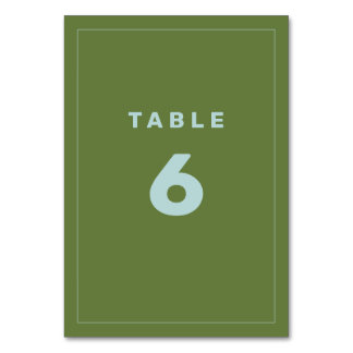 Green and Blue Wes Anderson Inspired Table Number