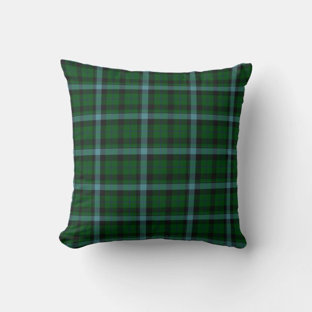 Green and Blues Tartan Plaid Pattern Throw Pillow (Front)