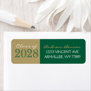 Green and Bronze Graduation Return Address Labels