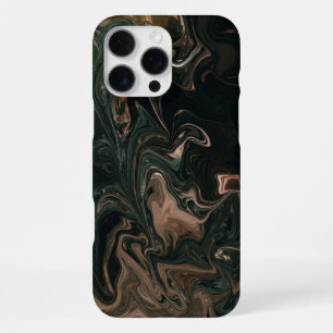 Green and browen marble - papaer marbling style iPhone 16 pro max case