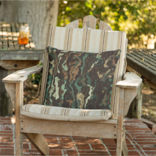 Green and Brown abstract Outdoor Pillow