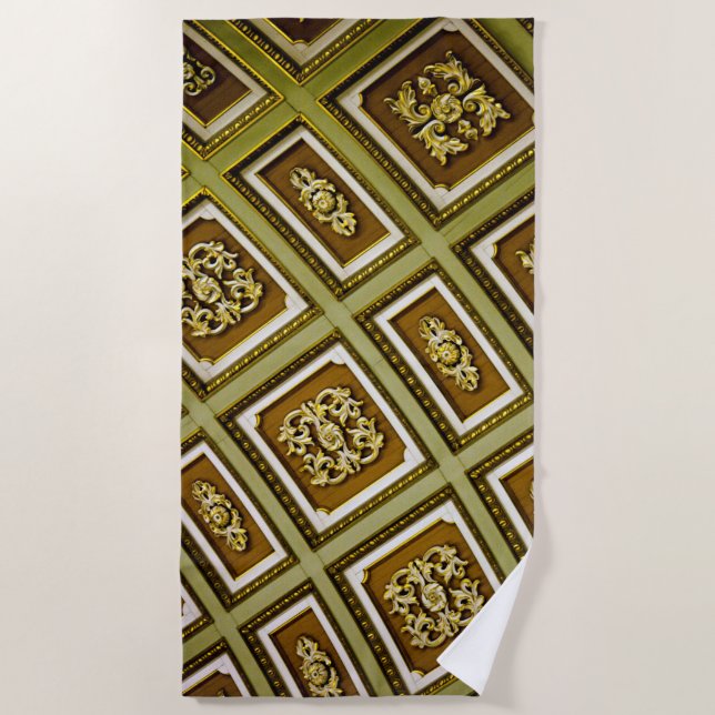 Green and Brown Architecture  Beach Towel (Front)