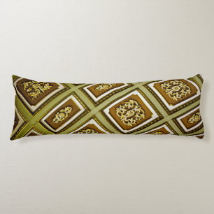 Green and Brown Architecture Print Body Pillow