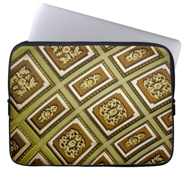 Green and Brown Architecture Print Laptop Sleeve (Front)