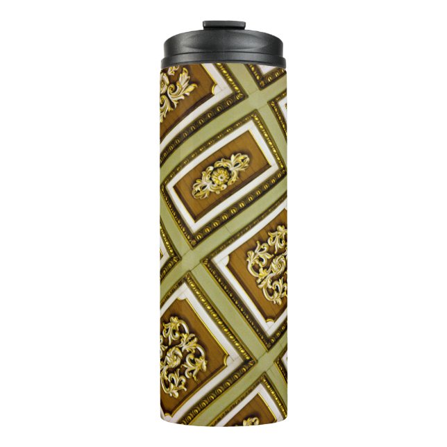 Green and Brown Architecture Print Thermal Tumbler (Front)