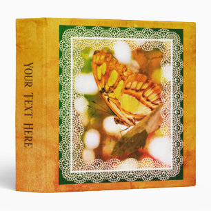 Green And Brown Butterfly Nature Art Personalized Binder