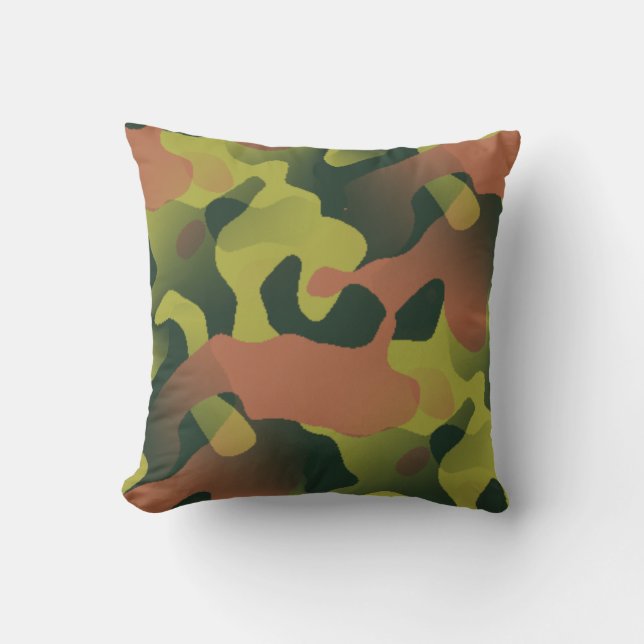 Green and Brown Camouflage Pattern  Throw Pillow (Front)