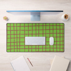 Green and Brown Check Pattern Elegant Functional Desk Mat