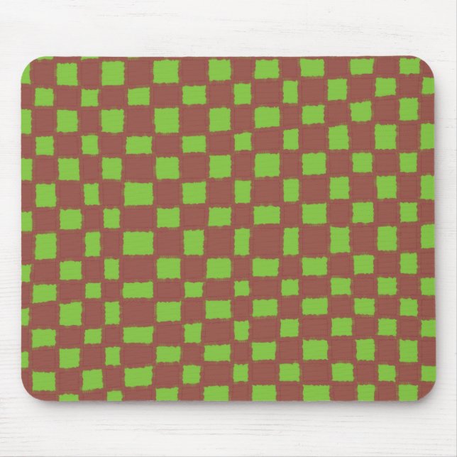 Green and Brown Chequerboard Classic and Stylish Mouse Pad (Front)