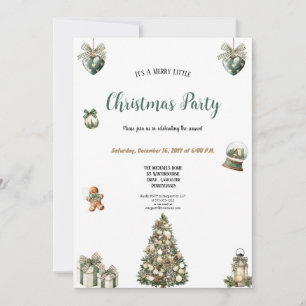 GREEN AND BROWN CUTE CHRISTMAS PARTY INVITATION
