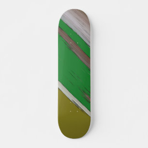 Green And Brown Diagonal Abstract Skateboard