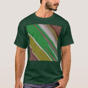 Green And Brown Diagonal Abstract T-Shirt