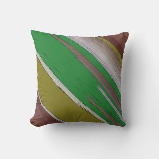 Green And Brown Diagonal Abstract Throw Pillow