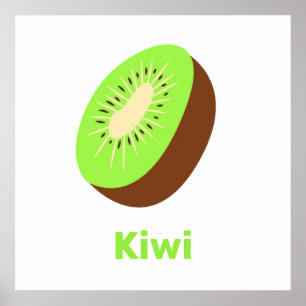 Green and brown kiwi with words poster
