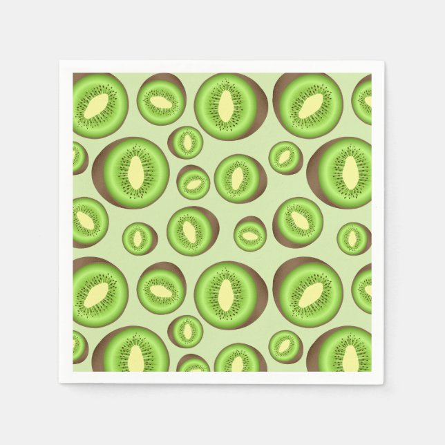 Green And Brown Kiwifruit Pattern Napkin (Front)