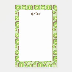 Green And Brown Kiwifruit Pattern With Custom Text Post-it Notes