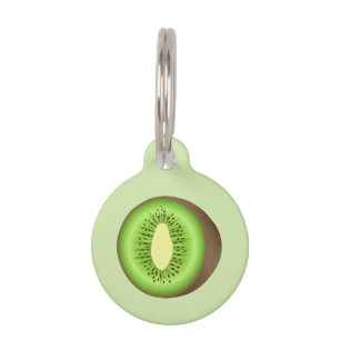 Green And Brown Kiwifruit With Custom Info Pet Tag
