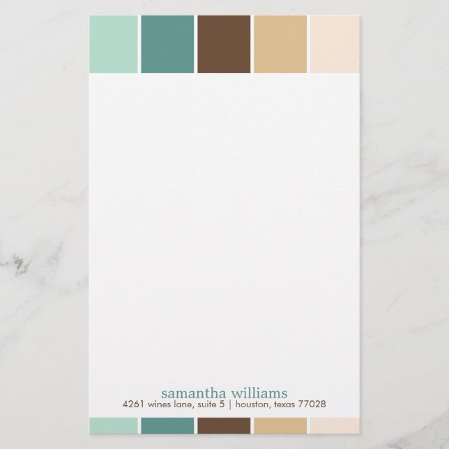 Green and Brown Modern Decorative Colour Blocks Stationery (Front)