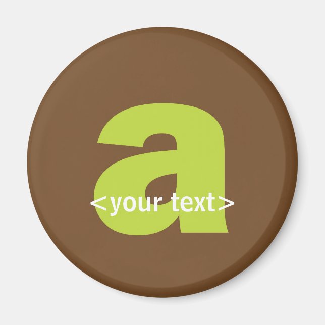Green and Brown Monogram - Letter A Magnet (Front)