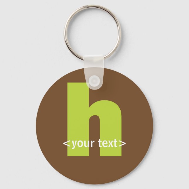 Green and Brown Monogram - Letter H Keychain (Front)