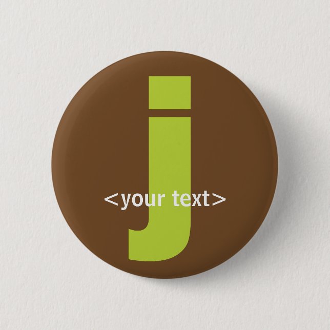 Green and Brown Monogram - Letter J 2 Inch Round Button (Front)