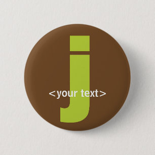 Green and Brown Monogram - Letter J 2 Inch Round Button