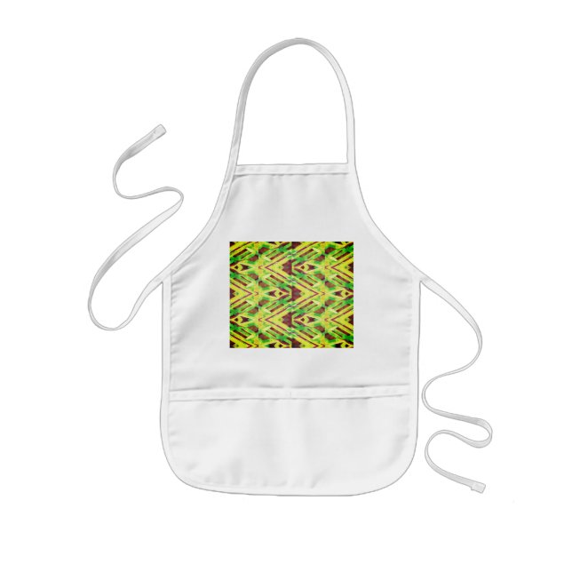 Green and brown pattern kids apron (Front)
